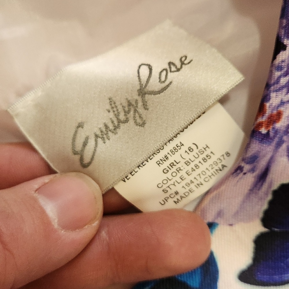 Emily Rose Floral and Butterfly Dress in Purple and Blue Size 16 Girls - Picture 5 of 7